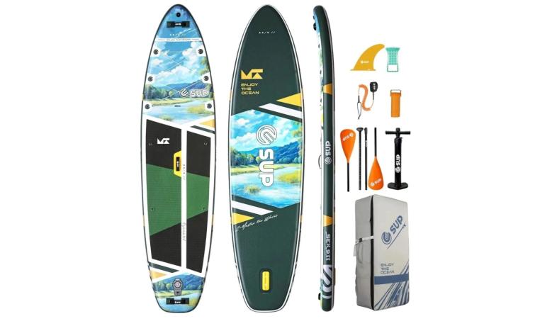Сапборд двухслойный E-SUP Greenery 350х89х15 см, с нагрузкой до 204 кг, 