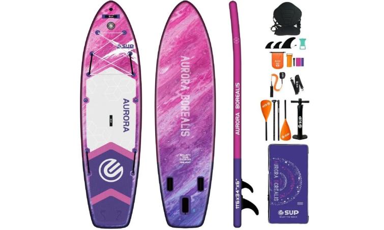Сапборд двухслойный E-SUP AURORA PURPLE,11'6" 350*86*15 см