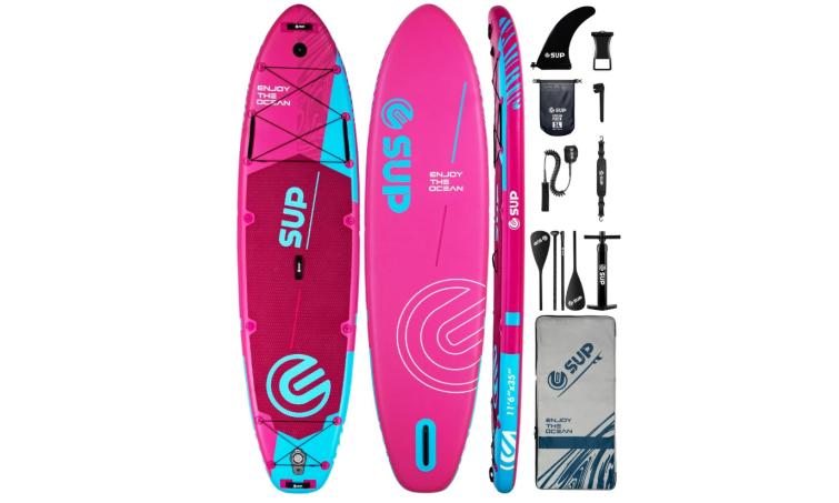 Сапборд двухслойный E-SUP PINK CARNATION 350х88х15 см